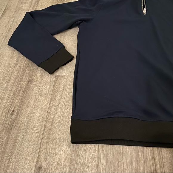 Selected Homme Dark Navy Blue with black trim 3/4 zip sweatshirt - Picture 4 of 9